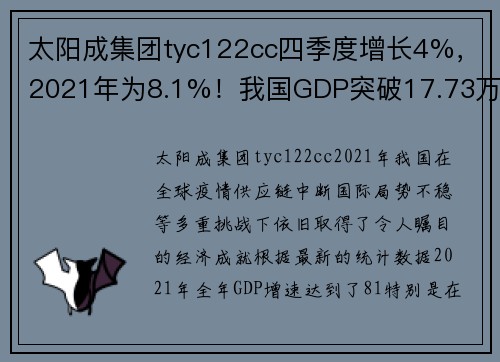 太阳成集团tyc122cc四季度增长4%，2021年为8.1%！我国GDP突破17.73万亿美元，创新高 - 副本